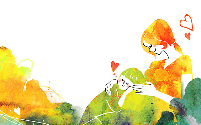 PSD 여자 행복 어린이 일러스트 가족 엄마 사랑 사람 성인 두명 다정 임산부 임신 하트 국내일러스트 모양 감정 컨셉 관계 파일형식