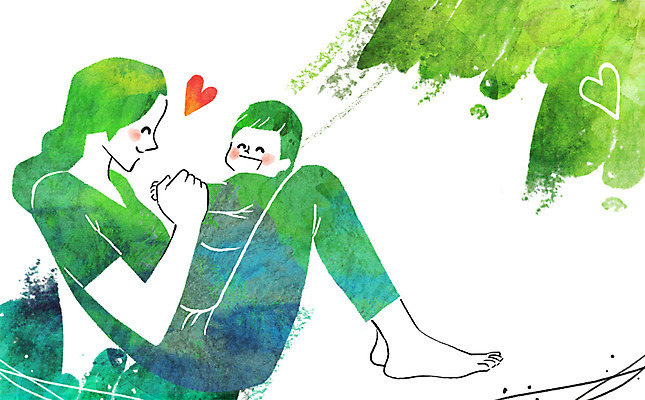 PSD 여자 남자 행복 어린이 일러스트 가족 엄마 사랑 사람 성인 두명 다정 하트 아기 돌봄 국내일러스트 모양 감정 컨셉 관계 모션 파일형식