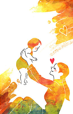 PSD 여자 행복 어린이 일러스트 가족 엄마 사랑 사람 성인 두명 다정 하트 아기 들어올리기 국내일러스트 모양 감정 컨셉 관계 모션 파일형식