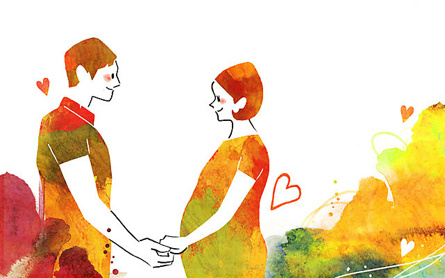 PSD 부부 여자 남자 행복 일러스트 엄마 사랑 사람 성인 두명 손잡기 다정 임산부 임신 하트 국내일러스트 모양 커플 감정 컨셉 가족 모션 파일형식