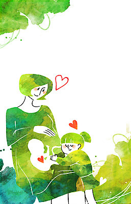 PSD 여자 행복 어린이 일러스트 가족 엄마 사랑 사람 성인 두명 다정 임산부 임신 하트 아기 국내일러스트 모양 감정 컨셉 관계 파일형식