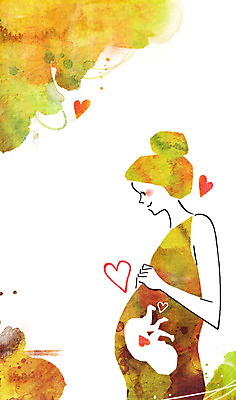 PSD 여자 일러스트 가족 엄마 사랑 한명 사람 성인 임산부 임신 하트 아기 보호 국내일러스트 모양 1 감정 컨셉 관계 파일형식