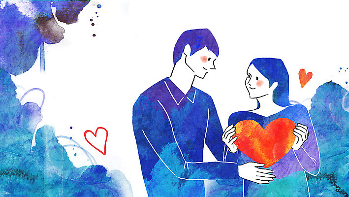 PSD 부부 여자 남자 행복 일러스트 엄마 사랑 사람 성인 두명 다정 임산부 임신 하트 국내일러스트 모양 커플 감정 컨셉 가족 파일형식