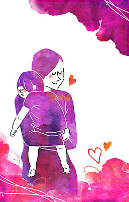 PSD 여자 행복 어린이 일러스트 가족 안기 엄마 사랑 사람 성인 두명 다정 하트 아기 잠 국내일러스트 모양 감정 컨셉 관계 모션 파일형식