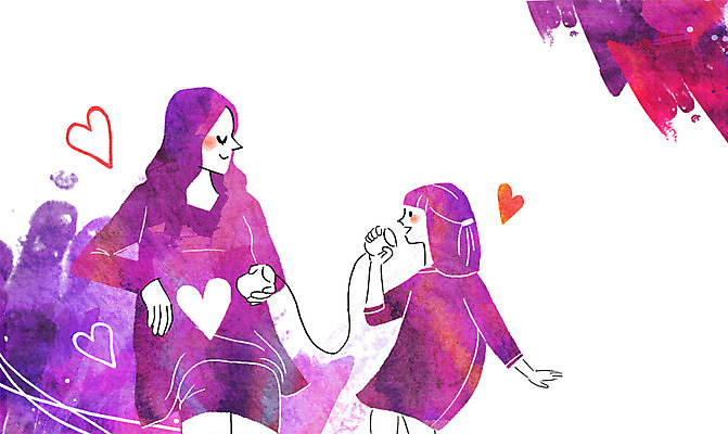 PSD 여자 행복 어린이 일러스트 가족 엄마 사랑 사람 성인 두명 다정 임산부 임신 하트 실전화기 국내일러스트 모양 감정 컨셉 관계 파일형식