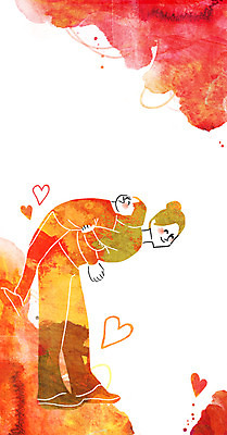 전신 PSD 여자 남자 행복 어린이 일러스트 가족 엄마 사랑 사람 성인 두명 다정 등맞대기 하트 국내일러스트 모양 감정 컨셉 관계 모션 파일형식