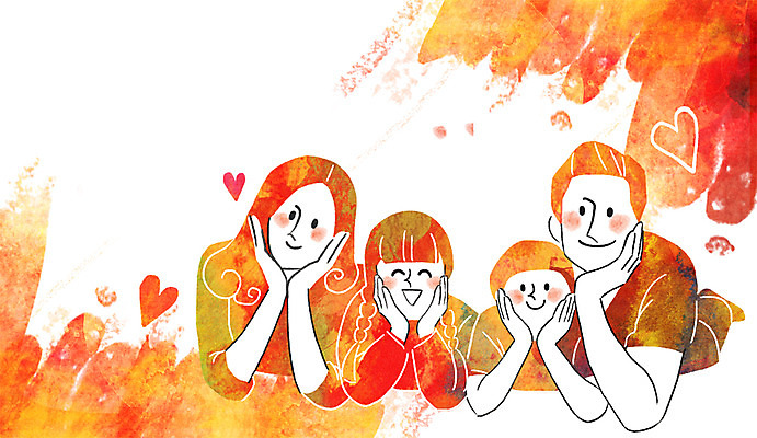 PSD 여자 남자 어린이 엎드리기 일러스트 가족 엄마 사랑 사람 여러명 성인 턱괴기 하트 국내일러스트 모양 감정 다수 관계 모션 파일형식