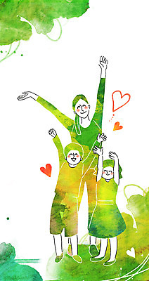 전신 PSD 여자 남자 행복 어린이 일러스트 가족 엄마 사랑 사람 성인 세명 손들기 화목 다정 하트 국내일러스트 모양 감정 컨셉 관계 모션 파일형식