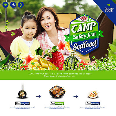 PSD 템플릿 여자 딸 어린이 음식 웹템플릿 과일 가족 딸기 모녀 엄마 수박 이벤트페이지 텐트 이벤트 성인 두명 캠핑 한국인 꼬치 네잎클로버 망고 이미지템플릿 식물 관계 레저 캠핑도구 사람 동양인 클로버 열대과일 페이지 파일형식
