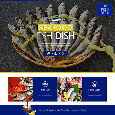 PSD 템플릿 음식 웹템플릿 이벤트페이지 어류 이벤트 사람없음 얼음 회 레몬 굴비 이미지템플릿 자연요소 과일 수중동물 페이지 파일형식