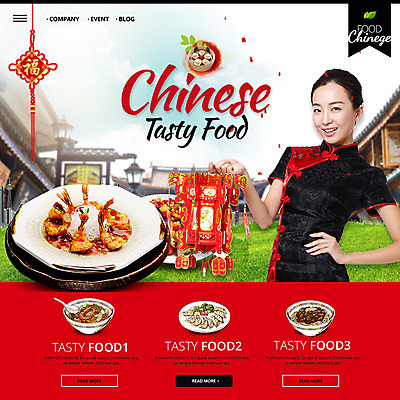 PSD 템플릿 여자 음식 웹템플릿 이벤트페이지 한명 동양인 이벤트 성인 중식 깃발 짜장면 치파오 만두 완자전 이미지템플릿 1 사람 인종 전통의상 전 페이지 파일형식