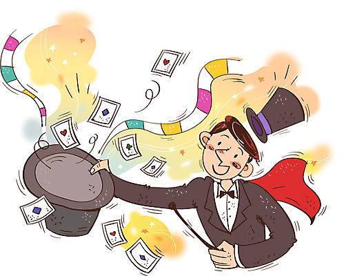 남자 문화 예술 일러스트 문화예술 한명 사람 성인 마술 마술사 가을 자신감 트럼프 열정 마술사모자 마술사복장 국내일러스트 AI파일 모자_잡화 1 옷 계절 감정 놀이용품 파일형식 벡터