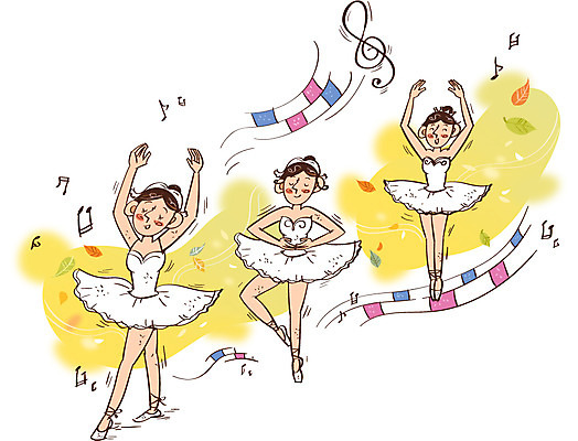 여자 문화 예술 낙엽 음표 일러스트 문화예술 사람 성인 세명 댄서 가을 춤 자신감 발레 열정 무용복 국내일러스트 AI파일 직업 기호 계절 감정 음악 잎 파일형식 벡터