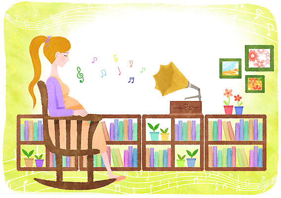 PSD 여자 화분 액자 음표 일러스트 휴식 책장 실내 한명 성인 책 임산부 임신 음악감상 편안함 축음기 흔들의자 태교음악 국내일러스트 1 기호 음악 음향기기 가구 컨셉 의자 사람 내부 감상 골동품 감각 태교 파일형식