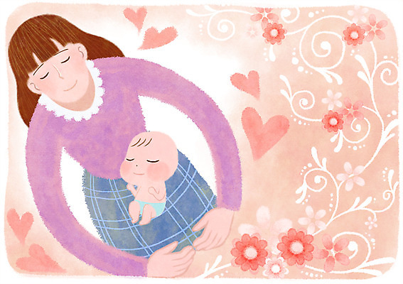 PSD 여자 꽃 행복 꽃백그라운드 일러스트 성인 두명 임산부 임신 하트 아기 설레임 국내일러스트 모양 식물 감정 백그라운드 사람 파일형식