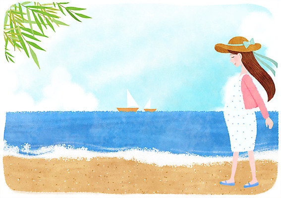 주간 PSD 모자 여자 바다 일러스트 나뭇잎 한명 성인 해변 야외 산책 임산부 임신 선박 국내일러스트 자연요소 1 잡화 수상교통 잎 휴식 사람 파일형식