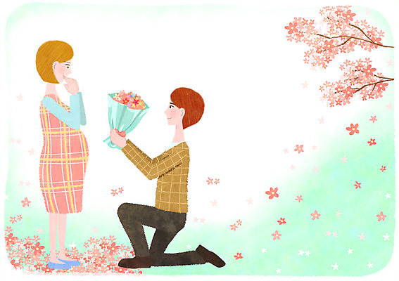 PSD 나무 부부 여자 남자 꽃 행복 꽃다발 일러스트 선물 성인 두명 다정 임산부 임신 설레임 국내일러스트 식물 커플 감정 컨셉 사람 파일형식