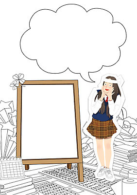 PSD 학생 여자 교육 꽃 교복 말풍선 일러스트 청소년 프레임 한명 책 희망 수능 달력 자신감 화장지 열정 답안지 두루마리화장지 입간판 프레임일러스트 국내일러스트 식물 1 옷 감정 간판 사람 시험 파일형식