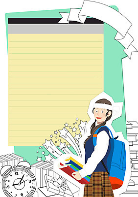 PSD 학생 여자 교육 교복 가방 일러스트 청소년 프레임 한명 책 라벨 공책 희망 수능 자명종 자신감 열정 별모형 프레임일러스트 국내일러스트 1 잡화 옷 감정 별 시계 문구용품 사람 모형 시험 알람 파일형식