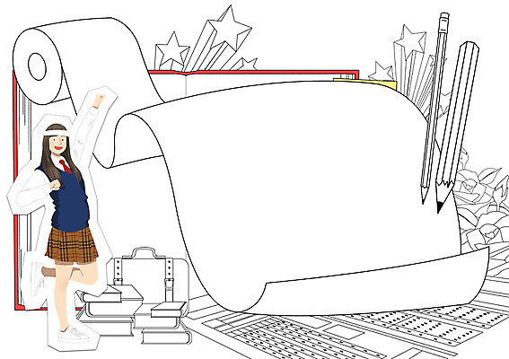 PSD 학생 여자 교육 교복 가방 일러스트 청소년 프레임 한명 책 연필 장미 희망 수능 자신감 화장지 열정 답안지 두루마리화장지 별모형 프레임일러스트 국내일러스트 1 잡화 옷 꽃 감정 별 학용품 사람 필기구 모형 시험 파일형식