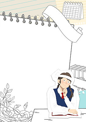 PSD 학생 여자 교육 교복 일러스트 청소년 프레임 한명 책 장미 라벨 공책 희망 수능 달력 자신감 열정 프레임일러스트 국내일러스트 1 옷 꽃 감정 문구용품 사람 시험 파일형식