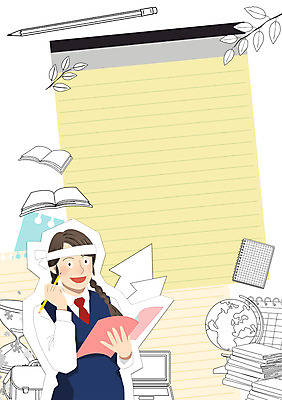 PSD 학생 여자 교육 교복 일러스트 청소년 프레임 한명 책 연필 지구본 공책 희망 수능 자신감 모래시계 열정 프레임일러스트 국내일러스트 1 옷 감정 모래 시계 문구용품 학용품 사람 필기구 시험 파일형식