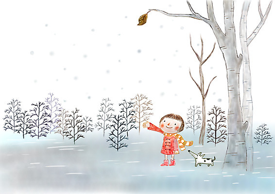 PSD 나무 여자 여유 어린이 겨울 일러스트 상상 나뭇잎 상상일러스트 한명 소녀 판타지 목도리 눈 강아지 국내일러스트 자연요소 식물 1 잡화 계절 감정 잎 날씨 사람 반려동물 개 파일형식