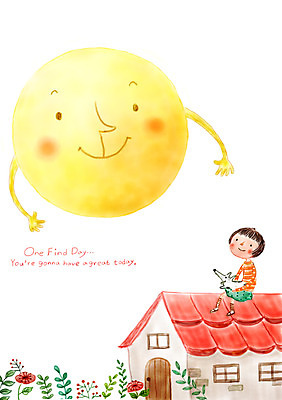 PSD 여자 꽃 여유 어린이 일러스트 상상 지붕 주택 상상일러스트 한명 소녀 판타지 태양 꿈 풀잎 강아지 국내일러스트 자연요소 식물 1 감정 잎 사람 건물 반려동물 풀_식물 개 파일형식