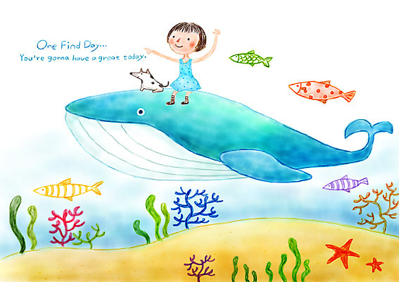 PSD 여자 여유 어린이 일러스트 상상 상상일러스트 어류 한명 소녀 판타지 바닷속 해저 탐험 해조류 강아지 고래 해저탐험 국내일러스트 1 감정 포유류 사람 반려동물 수중 수중동물 해양식물 개 파일형식