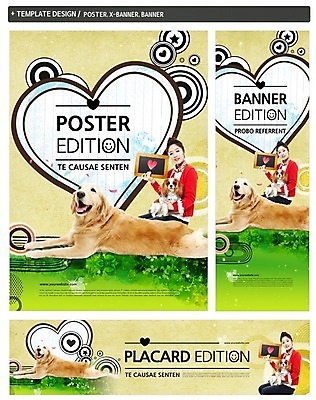 PSD 템플릿 배너 배너템플릿 여자 가로배너 ZIP 포스터 세로배너 반려견 두마리 한명 20대 반려동물 세트 한국인 현수막 개 강아지 반려 동물 1 2 포유류 사람 동양인 청년 가로 세로 파일형식