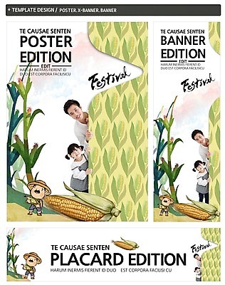 PSD 템플릿 배너 배너템플릿 여자 남자 가로배너 딸 ZIP 포스터 세로배너 어린이 옥수수 성인 세명 세트 축제 한국인 현수막 아빠 농부 직업 가족 곡류 사람 동양인 가로 세로 파일형식