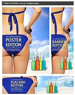PSD 서양인 템플릿 배너 배너템플릿 여자 가로배너 ZIP 포스터 세로배너 유리병 빨대 한명 상반신 해변 뒷모습 세트 비키니 현수막 외국인 1 수영복 바다 뷰포인트 병_용기 사람 가로 세로 파일형식