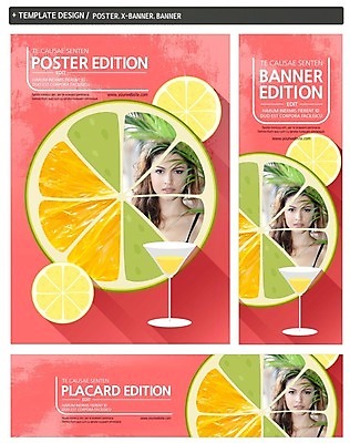 PSD 서양인 템플릿 배너 배너템플릿 여자 가로배너 ZIP 포스터 세로배너 오렌지 단면 한명 성인 세트 현수막 칵테일 칵테일잔 외국인 1 술잔 과일 주류 사람 가로 세로 파일형식