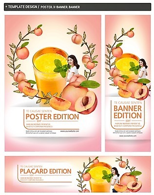 PSD 템플릿 배너 배너템플릿 여자 가로배너 ZIP 포스터 세로배너 한명 동양인 성인 세트 현수막 칵테일 과일주스 복숭아 복숭아주스 1 과일 주류 사람 인종 가로 세로 주스 파일형식