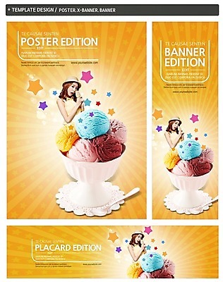 PSD 템플릿 배너 배너템플릿 여자 가로배너 ZIP 포스터 세로배너 아이스크림 한명 상반신 20대 성인 세트 한국인 현수막 1 디저트 사람 동양인 청년 가로 세로 파일형식