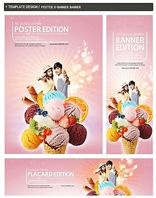 PSD 템플릿 배너 커플 배너템플릿 여자 남자 가로배너 ZIP 포스터 세로배너 아이스크림 상반신 20대 성인 두명 세트 한국인 현수막 파르페 관계 디저트 사람 동양인 청년 가로 세로 파일형식