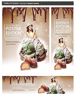 PSD 템플릿 배너 배너템플릿 여자 가로배너 ZIP 포스터 세로배너 아이스크림 한명 상반신 20대 성인 세트 초콜릿 흐름 한국인 현수막 와플 1 컨셉 디저트 사람 동양인 청년 가로 세로 파일형식