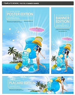 PSD 백인 템플릿 배너 배너템플릿 여자 가로배너 ZIP 포스터 세로배너 바다 섬 한명 성인 여름 세트 비키니 현수막 칵테일 라임 서양인 1 계절 수영복 과일 주류 사람 가로 세로 파일형식