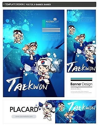 PSD 템플릿 배너 영어 배너템플릿 남자 가로배너 ZIP 포스터 세로배너 어린이 건강 세명 파란색 세트 현수막 얼룩 킥 태권도 문자 컬러 모션 사람 가로 세로 격투기 파일형식