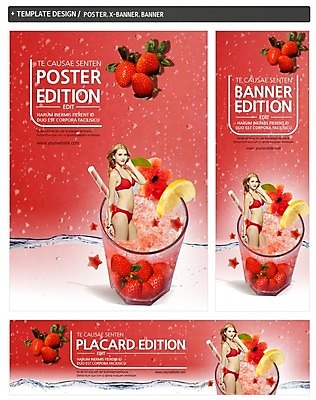 PSD 백인 템플릿 배너 배너템플릿 여자 가로배너 ZIP 포스터 세로배너 딸기 한명 서기 상반신 성인 옆모습 빨간색 세트 비키니 현수막 수분 딸기주스 서양인 1 수영복 뷰포인트 컬러 과일 모션 사람 가로 세로 과일주스 파일형식