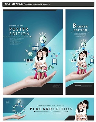 PSD 템플릿 손 배너 배너템플릿 여자 어린이교육 교육 가로배너 ZIP 포스터 세로배너 어린이 전구 앞모습 신체부위 세명 세트 한국인 현수막 백허그 뷰포인트 포옹 사람 동양인 가로 세로 파일형식