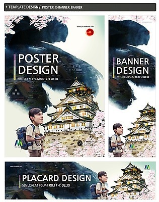 PSD 서양인 템플릿 배너 배너템플릿 남자 가로배너 ZIP 포스터 세로배너 여행 고건축 한명 상반신 성인 세트 여행객 일본 현수막 벚나무 일본여행 외국인 나무 1 건축물 아시아 해외여행 사람 가로 세로 벚꽃 파일형식