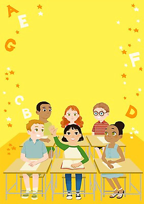 PSD 알파벳 여자 남자 별 어린이 일러스트 영어교육 여러명 책 손들기 발표 책상 국내일러스트 자연요소 영어 교육 가구 다수 모션 사람 파일형식