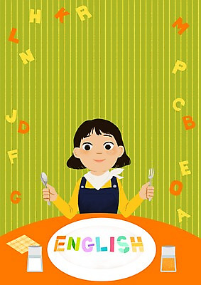 PSD 접시 알파벳 여자 어린이 포크 일러스트 영어교육 한명 숟가락 냅킨 양념통 국내일러스트 1 식기 영어 교육 수저 통 사람 양념 파일형식