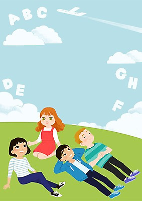 주간 PSD 구름 알파벳 여자 남자 어린이 일러스트 휴식 비행기 영어교육 여러명 야외 눕기 국내일러스트 자연요소 영어 교육 다수 컨셉 항공교통 모션 대중교통 사람 파일형식