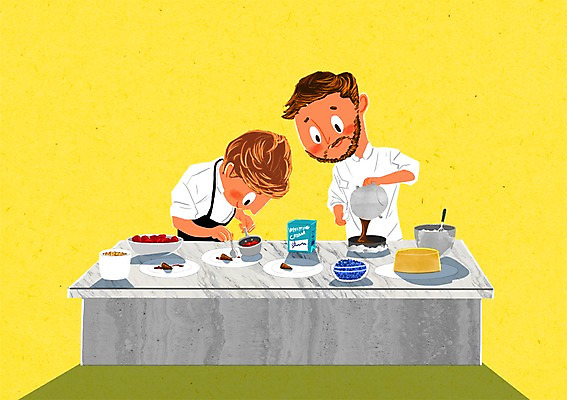 PSD 접시 남자 일러스트 주방용품 디저트 요리 성인 두명 제과제빵 요리사 조리복 조리대 제빵 요리중 제빵기구 제빵도구 제빵사 국내일러스트 직업 식기 음식 생활용품 유니폼 모션 사람 파일형식