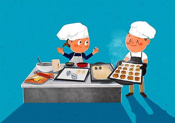 PSD 여자 남자 일러스트 주방용품 요리사모자 요리 성인 두명 쿠키 제과제빵 요리사 조리복 조리대 제빵 요리중 제빵기구 제빵도구 제빵사 국내일러스트 직업 모자_잡화 생활용품 유니폼 모션 디저트 사람 파일형식