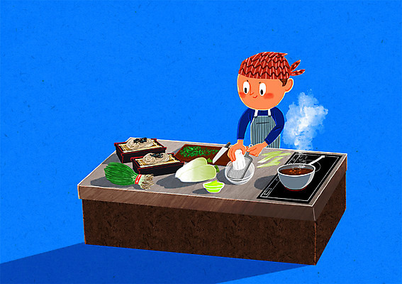 PSD 남자 채소 일러스트 주방용품 도마 요리 한명 성인 요리사 가스레인지 냄비 무 조리복 메밀국수 조리대 요리중 식칼 판모밀 국내일러스트 직업 1 음식 생활용품 유니폼 모션 뿌리채소 사람 가전제품 레인지 면류 솥 파일형식