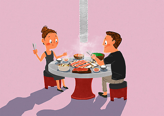 PSD 여자 남자 채소 일러스트 주방용품 집게 요리 성인 두명 식당 굽기 조리대 삼겹살 요리중 삼겹살집 고깃집 국내일러스트 생활용품 모션 돼지고기 사람 상점 구이 파일형식