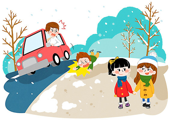 PSD 나무 여자 남자 도로 어린이 겨울 일러스트 자동차 털모자 안전 여러명 성인 손잡기 목도리 눈 사건 어린이사고 넘어짐 국내일러스트 자연요소 식물 모자_잡화 잡화 계절 길 육상교통 다수 교통시설 모션 날씨 사람 파일형식